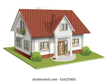 Vector Illustration 3d Of Classic House 