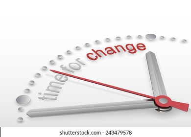 Vector illustration of 3d clock, time for change, steel arrows, motivation for action, design for business