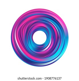 Vector Illustration. 3d Colored Flow Shape. Abstract Colorful Circle Liquid Of Paint.