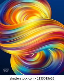 Vector illustration: 3d Colorful Abstract background with twisted shape of fluid. Modern design