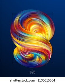 Vector illustration: 3d Colorful Abstract twisted shape of fluid. Modern design