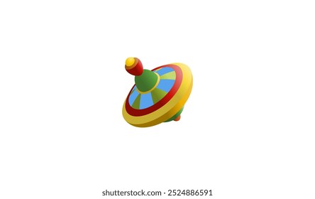 Vector illustration of 3D colorful spinning top on white background