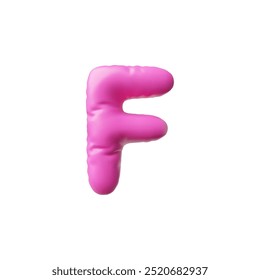 Vector illustration with a 3d consonant letter F in the form of a bright pink glossy balloon on a white background. Ideal for birthday and school theme decoration
