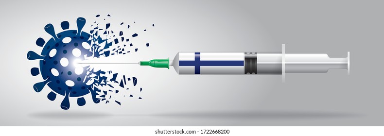 Vector illustration with 3D corona vaccine, country flag concept.