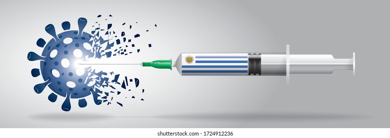 Vector illustration with 3D corona vaccine, country flag concept.
