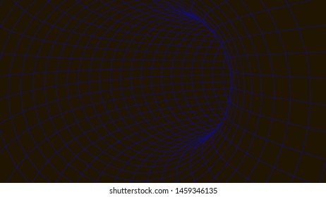 Vector illustration. 3D corridor mesh. Frame tunnel.