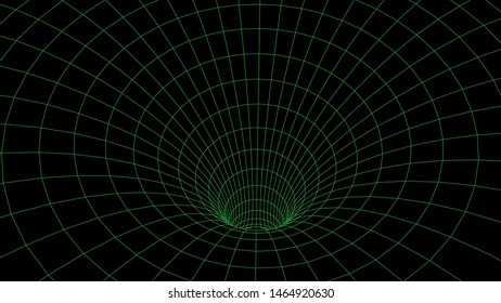 Vector illustration. 3D corridor mesh. Frame tunnel.