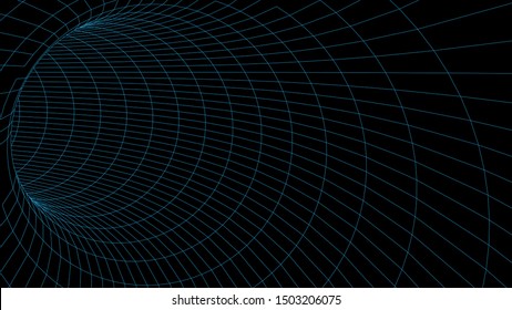 Vector illustration. 3D corridor mesh. Frame tunnel.