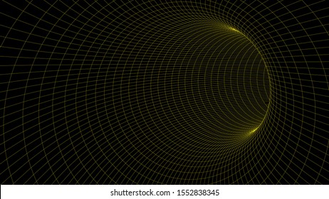Vector illustration. 3D corridor mesh. Frame tunnel.