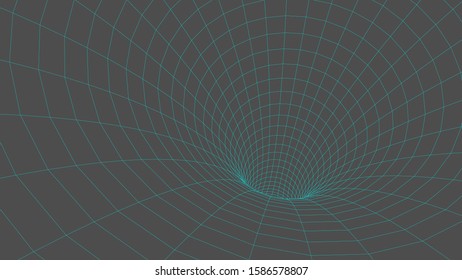 Vector illustration. 3D corridor mesh. Frame tunnel.