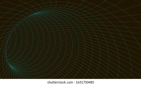 Vector illustration. 3D corridor mesh. Frame tunnel.