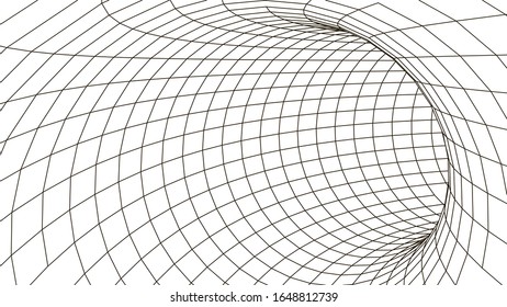  Ilustración vectorial. Malla del pasillo 3D. Túnel de marco.