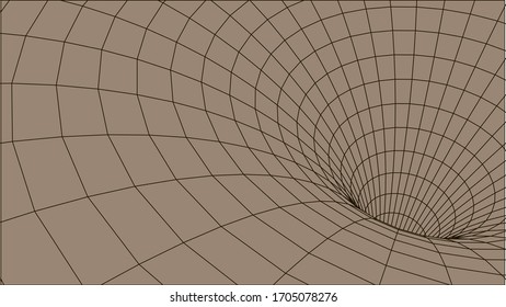 Vector illustration. 3D corridor mesh. Frame tunnel.