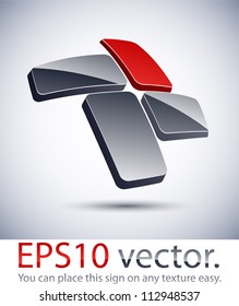 Vector illustration of 3D cross abstract business icon.