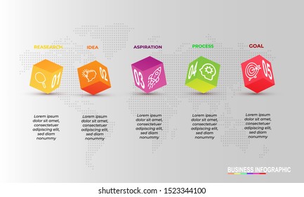 Vector illustration of 3D Cube Business infographic Elements modern template vector can be used for  workflow layout Business data visualization, business concept, presentations, Info Graph