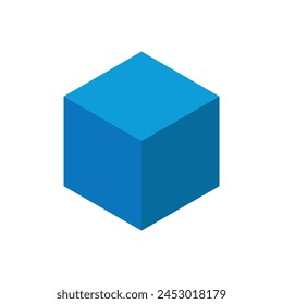 Vector illustration of 3d cube, geometric figure for studying mathematics, exact sciences, education.