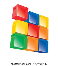 Vector illustration of 3d cubes