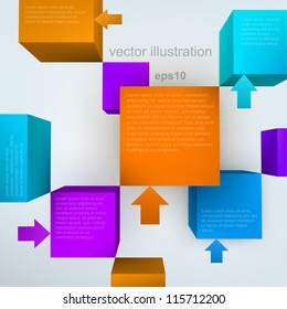 Vector illustration of 3d cubes with arrows