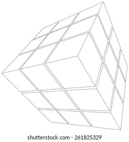 Vector illustration of 3d cubes. Vector rendering of 3d