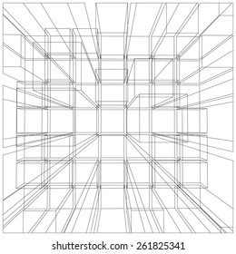 Vector illustration of 3d cubes. Vector rendering of 3d