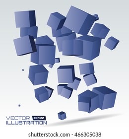 Vector illustration of 3d cubes. Illustration for your design.