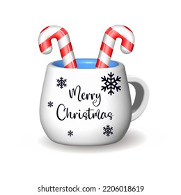 Vektorgrafik einer 3D-Tasse mit Weihnachtskerzen