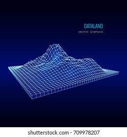 Vector illustration. 3d data chart. Digital landscape element.