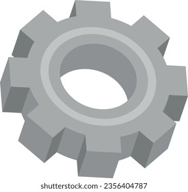 Ilustración vectorial del trazo 3d de un engranaje. Equipo isométrico. Maquinaria, ambientes e industria.