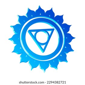 Vector illustration of 3D effect Vishuddha chakra symbol