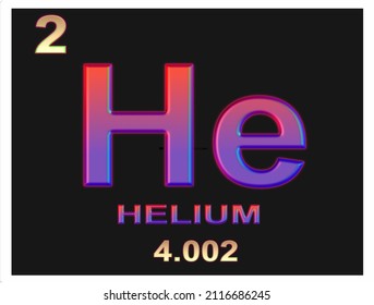 Vector illustration , 3d element symbol helium with atomic weight of periodic table Nobel gas