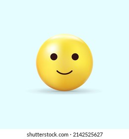 vector illustration of 3d emoticon on a blue background. realistic yellow emoticon with a smile. good mood concept. friendly