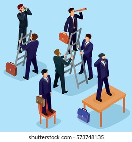 Vector illustration of 3D flat isometric people. The concept of a business leader, lead manager, CEO.