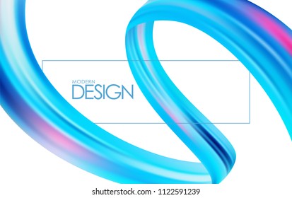 Vector illustration: 3d Fluid brushstroke on white background. Trendy template. Modern design