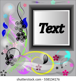 vector illustration 3d frame in floral background