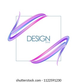 Vector illustration: 3d frame with Fluid brushstroke on white background. Promotion template. Modern design