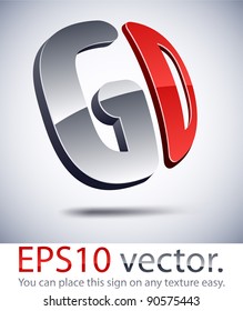 Vector illustration of 3D GD abstract business symbol.