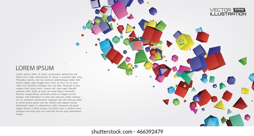 Vector illustration of 3d geometric shapes. Background design.