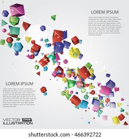 Vector illustration of 3d geometric shapes. Background design.