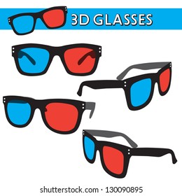 Vector illustration of 3d glasses.