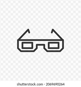 Vector illustration of 3d glasses icon in dark color and transparent background(png).