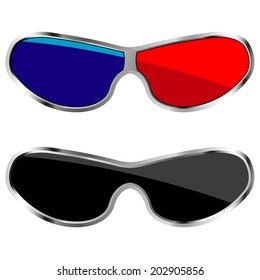 Vector illustration of 3d glasses on white background.