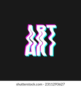 Vector illustration with 3d glitch effect, lettering art. Groovy wavy lettering in trendy psychedelic y2k, 90s, 00s rave style, nostalgia. Crazy print for graphic tee, streetwear, hoodie.