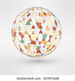 Vector illustration of 3d globe with triangular faces