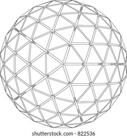 Vector illustration of 3d globe with triangular extruded faces