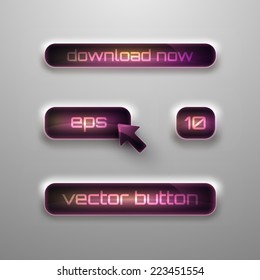 Vector illustration 3d glossy glass button set.