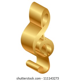 Vector illustration of 3d gold clef