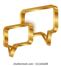 Vector illustration of 3d gold speech bubbles