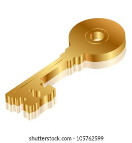 Vector illustration of 3d golden key