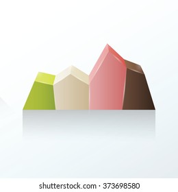 Vector illustration of 3d graph  Green, white, pink, brown