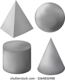 Vector illustration with 3d graphic geometric figures on white background	
